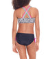 GLITTER BEACH Big Girls Bikini Top Black & White w/ Animal Print Size 10