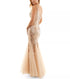 pear culture Juniors' Sequined Mesh-Godet Evening Gown Blush 5/6