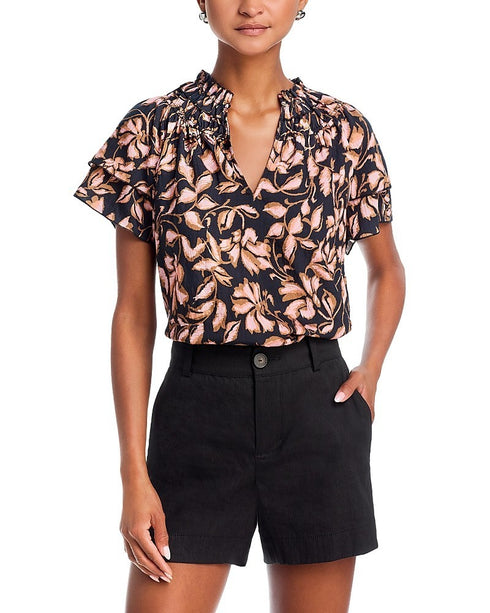 Kamila Flutter-Sleeve Blouse Jasmine S
