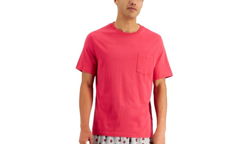 Club Room Men's Red Cotton Modal Pocket T-Shirt Crew Pajama Top Size Small