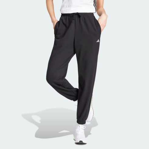 adidas Women's Essentials Small Logo French Terry Cuffed Pants Black White M