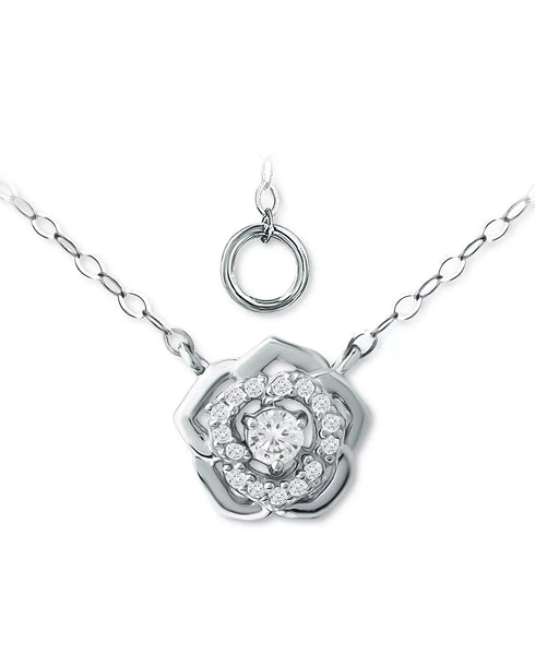 Giani Bernini Flower Cluster Necklace Sterling Silver Cubic Zirconia $65