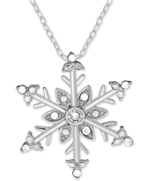 Diamond Snowflake 18" Pendant Necklace (1/10 ct. t.w.) in Sterling Silver
