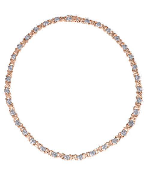 Macys Diamond Accent X and Heart Necklace in Rose Gold-Plate MSRP $170