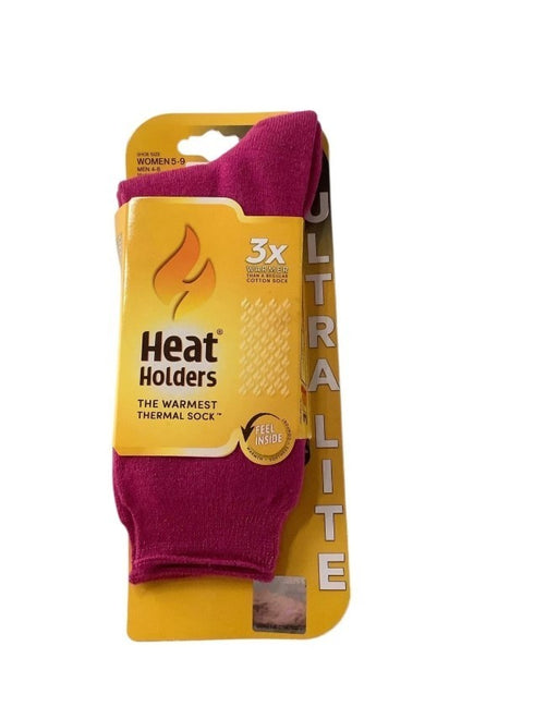 Heat Holders Womens Ultra Lite Crew Socks Ultra Lite 5-9 Pink Thermal