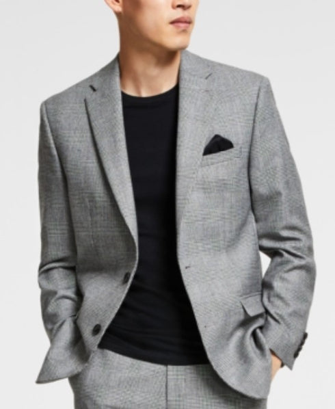 Bar Iii Men's Slim-Fit Black White Plaid Suit Jacket 36S