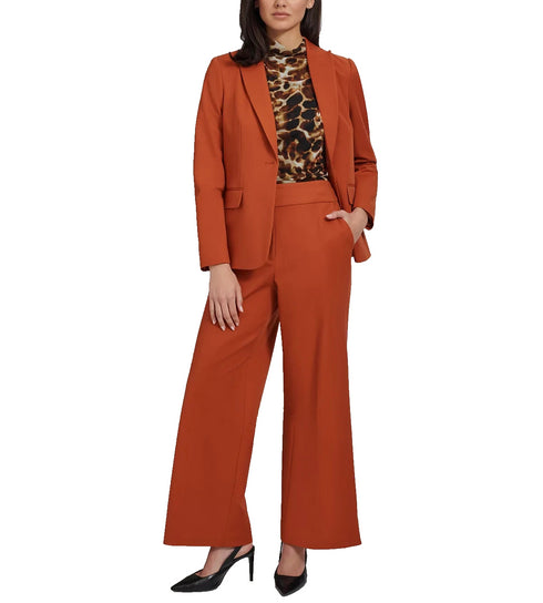 Calvin Klein Women's Orange Cotton-Blend One-Button Blazer Jacket Size 4