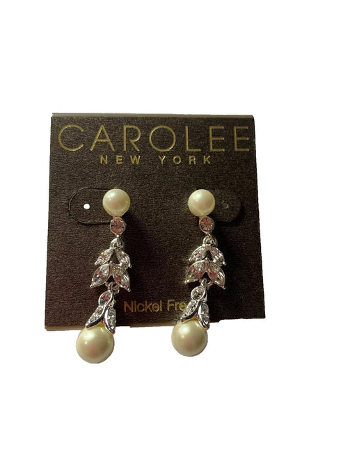 Carolee Earrings, Glass Pearl and Floral Linear Drop Earrings