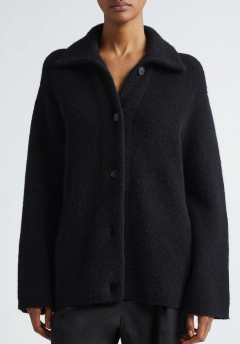 Vince Womens Cardigan Spread Collar Button Black XL
