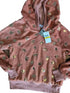 BEAUTEES Big Girl Long Sleeve Foil Print Faux Fur Banded Hoodie Marsala Size M