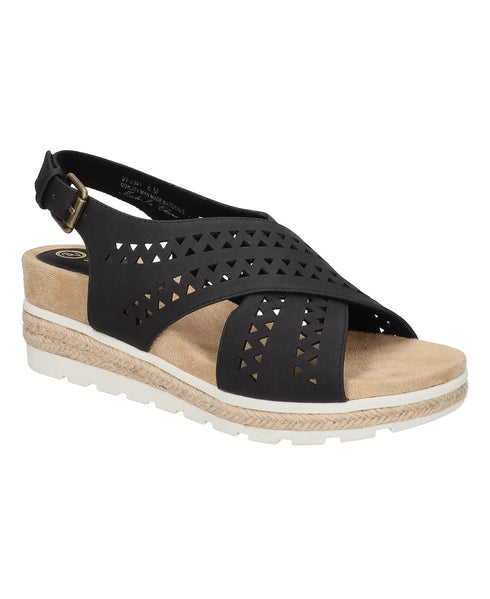 Bella Vita Women's Cosette Wedge Sandals Black Size 7WW