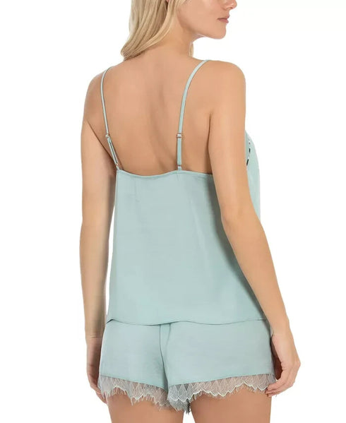 MIDNIGHT BAKERY Women's Carmelita Solid Teal Satin Camisole Set Size Medium