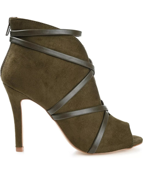 JOURNEE COLLECTION Womens Green Strappy Samara Round Toe Stiletto Booties 9M
