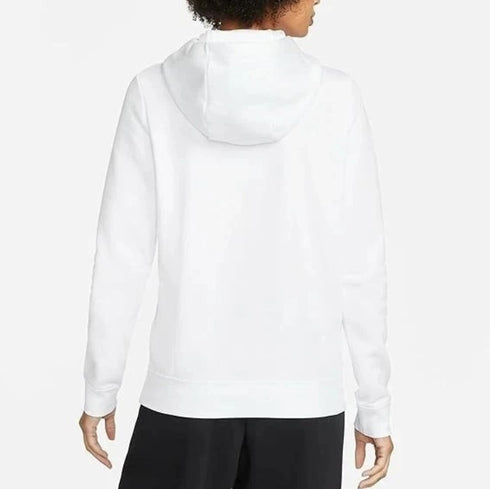 Nike Women's Sportswear Club Fleece Logo Pullover Hoodie White Black XS