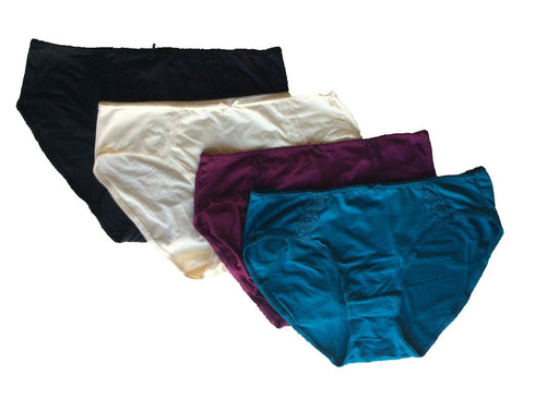 Karen Neuburger Womens Hi-Cut Underwear With Lace, 4 Pack Panty Size Small (5)