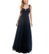 City Studios Juniors' Emma Pleated-Bodice Notched-Neck Gown Navy Ink 15
