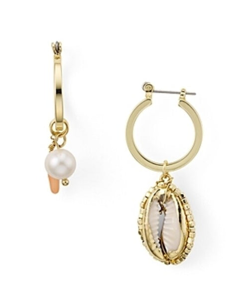 Aqua Mismatched Shell & Pearl Drop Earrings