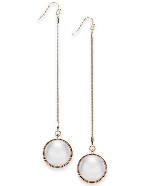 Thalia Sodi Gold-Tone Imitation Pearl Bezel Chain Drop Earrings