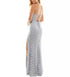 pear culture Juniors' Lace High-Slit Lace-Up Gown Silver 15