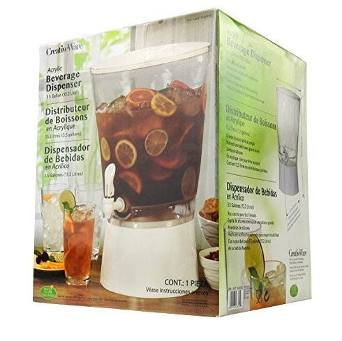Creative Ware Acrylic Beverage Dispenser - 3.5 Gal. White and Clear