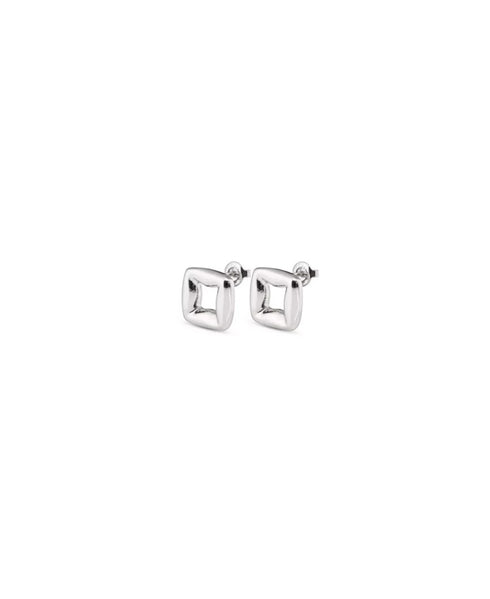 UNOde50 Metal Alloy Clasp Stud Earrings Silver