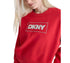 DKNY Sport Women's Rhinestone Crewneck Fleece Sweatshirt Red Light XL