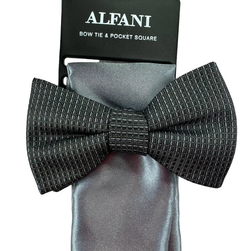 New Alfani Men's Ludlow Textured Bow Tie Black Gray ONE SIZE