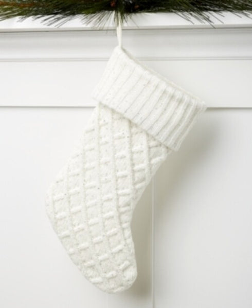 Holiday Lane White Knit Stocking New