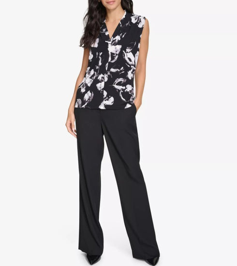 Calvin Klein Women Printed V-Neck Sleeveless Camisole Top Black White XL