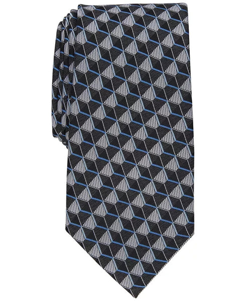 PERRY ELLIS Men's Dunstan Geometric-Print Tie Black ONE SIZE