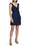1.STATE Ruffle-Trim Wrap Dress Navy Size 0