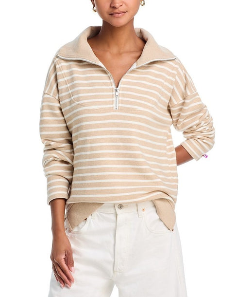 Rails Parker Sweatshirt Heather Beige Stripe M