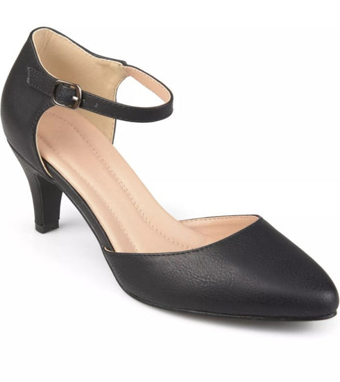 Journee Collection Women's Bettie Ankle Strap Dress Pumps Solid Black 8.5M