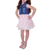 RARE EDITIONS Toddler Girls Denim Vest to Foil Printed Mesh Dress Pink Size 4T
