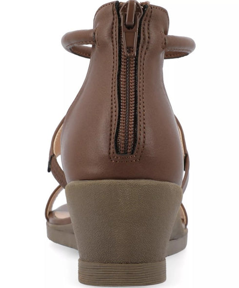 Journee Collection Womens Sandals Wedge Solid Trayle Brown 8.5M