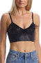 Commando Faux Leather Feather Trimmed Bralette Crop Top Black Medium