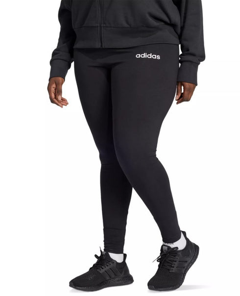adidas Plus Size The Essentials Cotton-Blend Logo Leggings Black White 3X