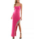City Studios Juniors' Asymmetrical Fringe-Trim Gown Hot Pink 3