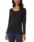 32 Degrees Women's Scoop-Neck Long-Sleeve Top Black L