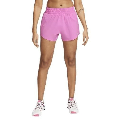 Nike One Women's Dri-FIT High-Waisted 3" Brief-Lined Shorts Pink Medium