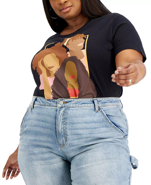 Love Tribe Trendy Plus Size Radiant-Graphic T-Shirt, Black, Size 3X