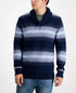 SUN + STONE Men's Deacon Horizontal Striped Shawl Sweater Blue & White Striped L