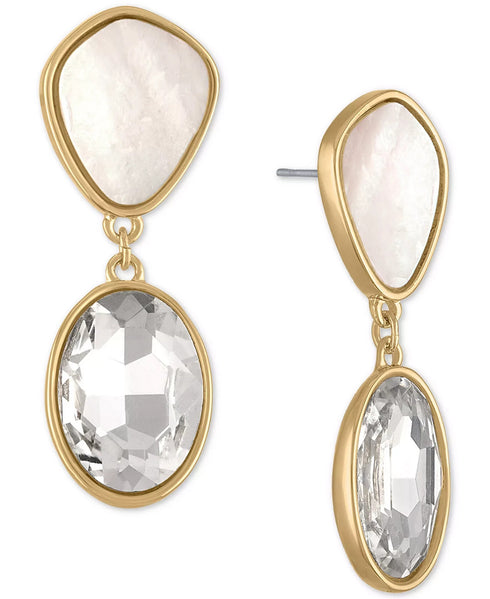 RACHEL Rachel Roy Gold-Tone White Stone & Crystal Double Drop Earrings