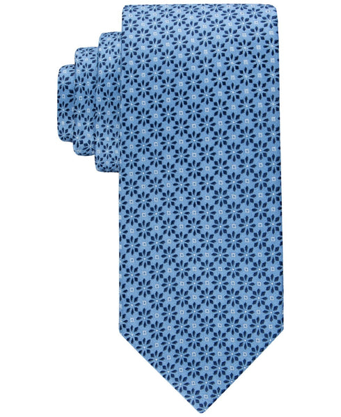Tommy Hilfiger Men's Classic Daisy Medallion Neat Tie Blue