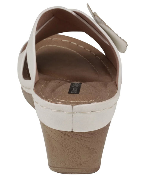 GC Shoes Women's Selly Flower Wedge Sandals White Size 8M