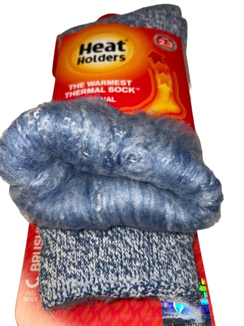 Heat Holders L109109 Womens Denim Cream Primrose Twist Crew Socks Size 5-9