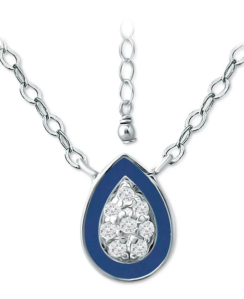 GIANI BERNINI Cubic Zirconia & Enamel Teardrop Pendant Necklace Sterling Silver