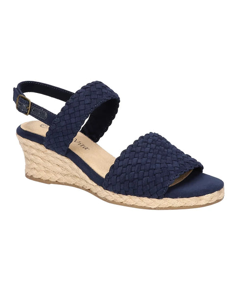 Bella Vita Women's Mariella Espadrille Wedge Sandals Navy Suede Size 8.5M