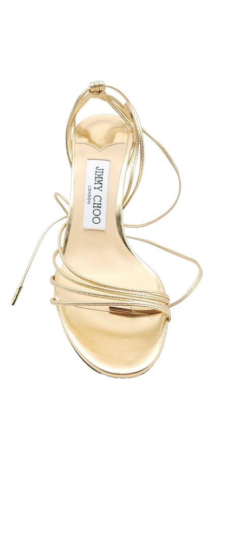 Jimmy Choo Womens Antia 85 Gold Strappy Sandals Shoes US Size 6 (B,M) MSRP $725