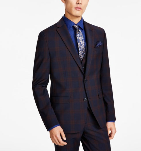 Bar III Men's Slim-Fit Suit Jackets Burgundy Blue Size 38R